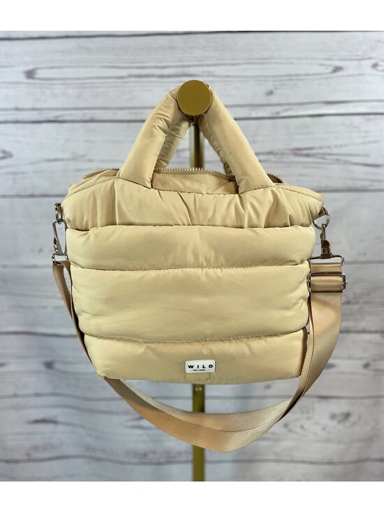 Wilo Handbags - WILO The Label Beige Puffer Tote Bag Quilted Crossbody Shoulder Bag
